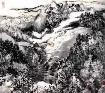 赵振川中国画作品《天山之春》68x68cm